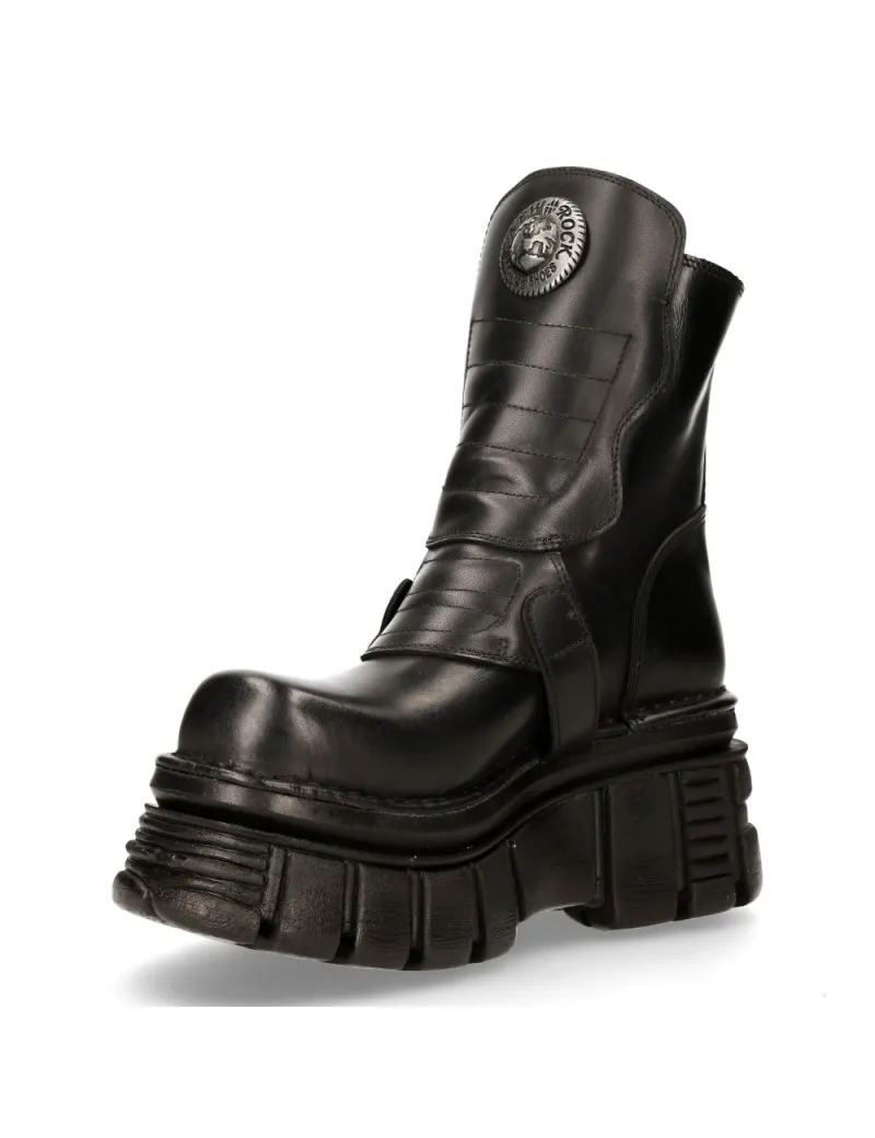 MEDIA BOTAS DE PIEL NOMADA NEGRO PLATAFORMA