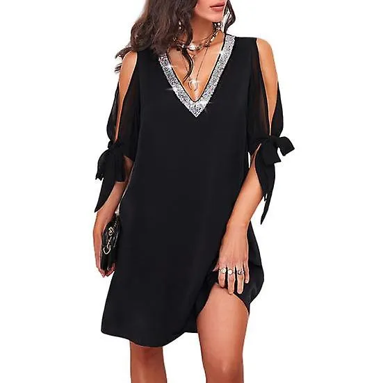 MINI DRESS DEEP V NECK DRESSUP CASUAL CHIC PULLOVER WOMEN SUMMER DRESS WOMEN CLOTHES