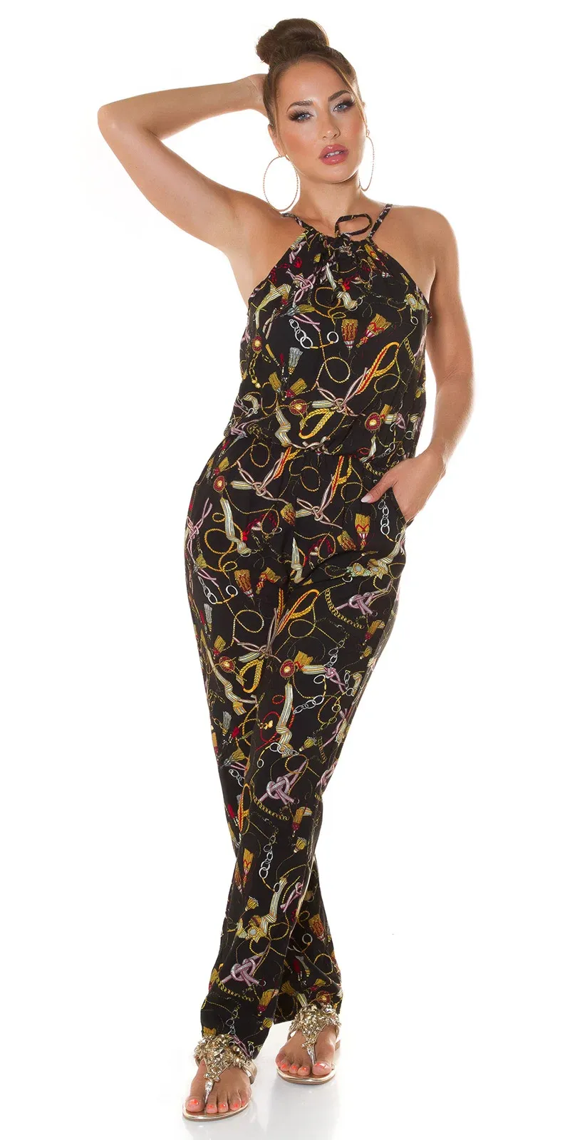 Mono de verano estampado Negro