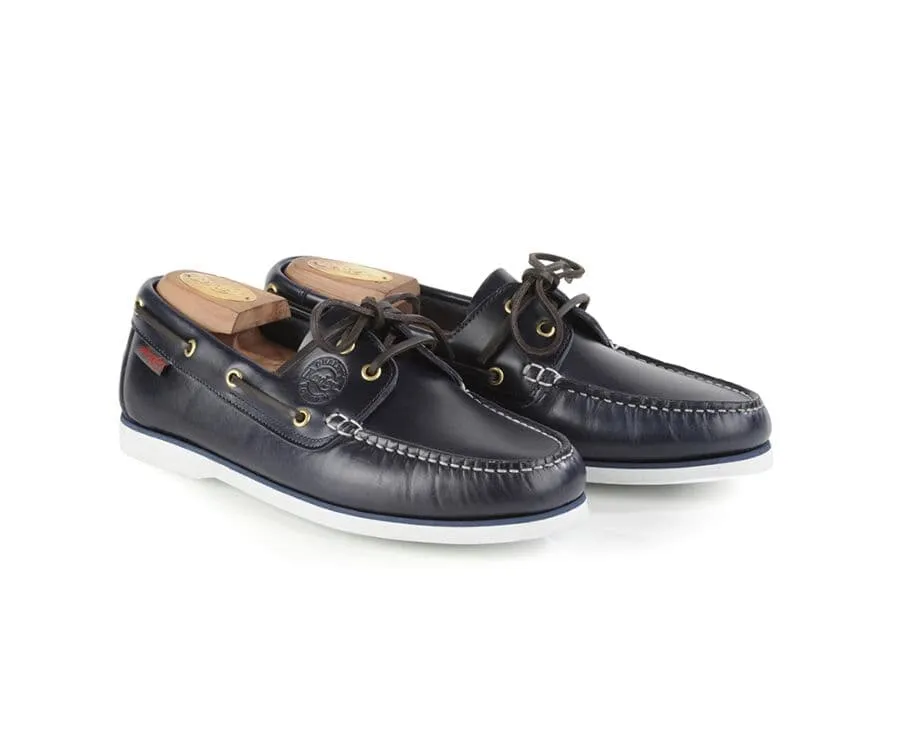 NAVY LEATHER BOAT SHOES  TRAWLER