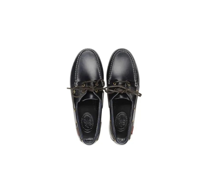 NAVY LEATHER BOAT SHOES  TRAWLER