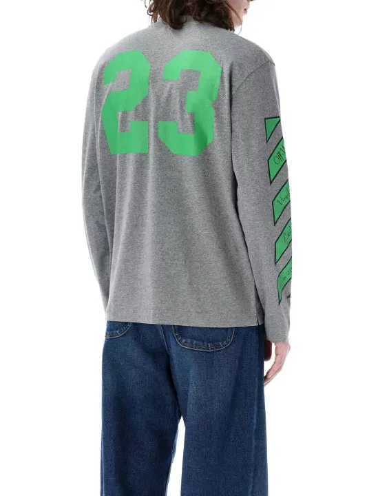 Off White 23 Varsity Skate L/S Tee Melange Grey College Green