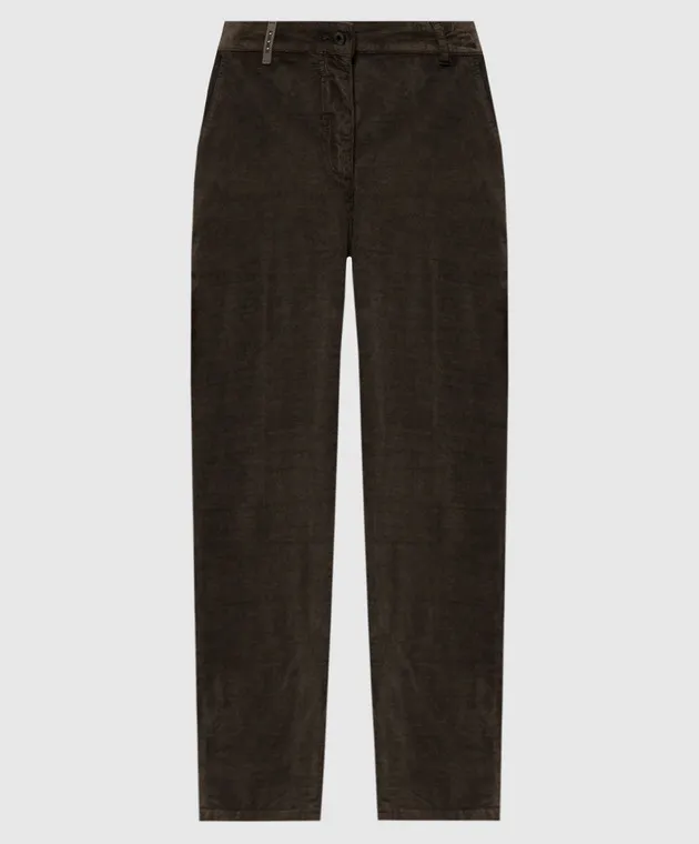Peserico Brown corduroy pants with logo