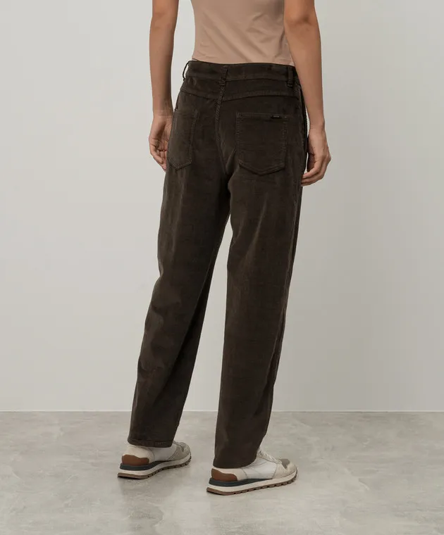 Peserico Brown corduroy pants with logo