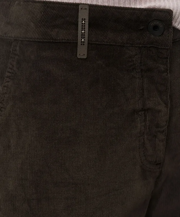 Peserico Brown corduroy pants with logo