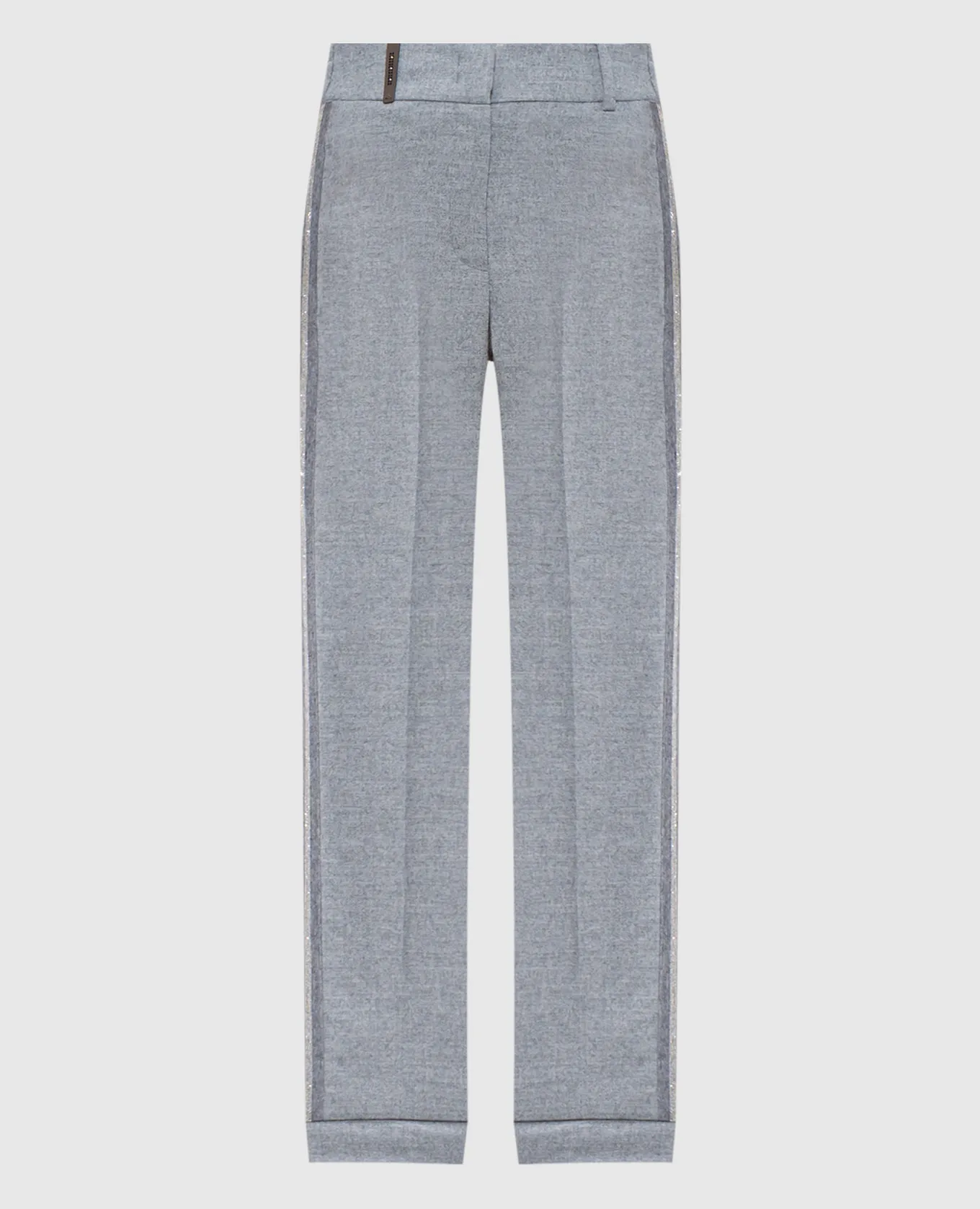 Peserico Gray pants with stripes and monil chain