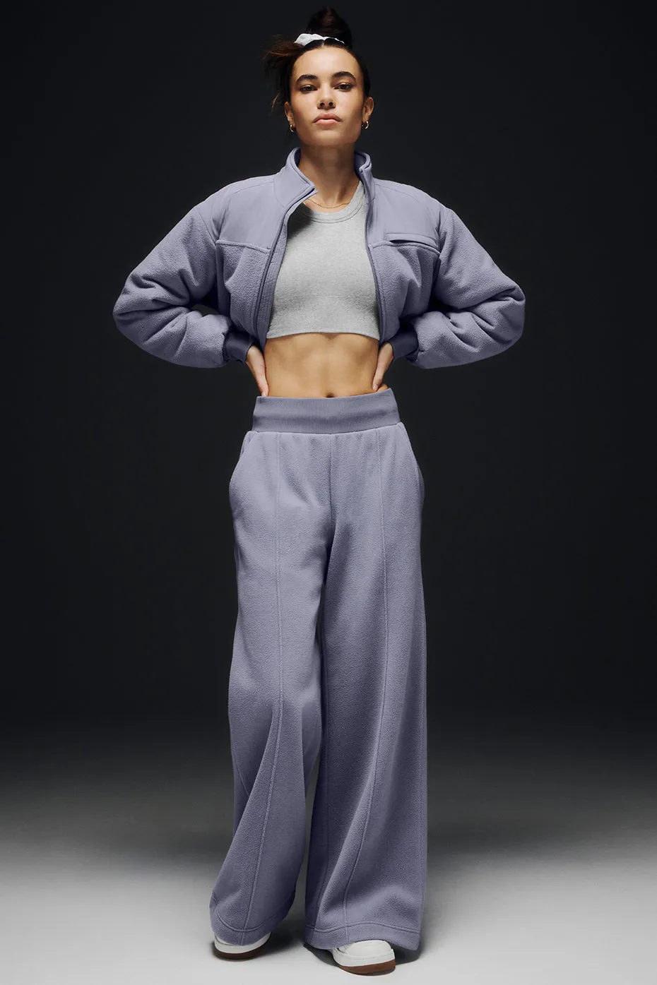 POLAR FLEECE HIGHWAIST SNOWDRIFT WIDE LEG PANT  FOG