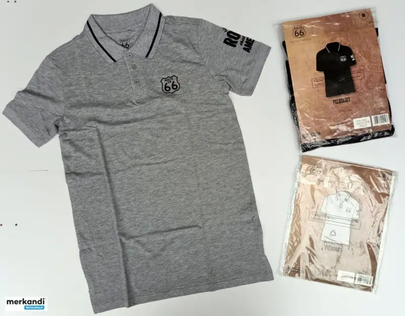 Polo de malla cosida Route US 66 para hombre