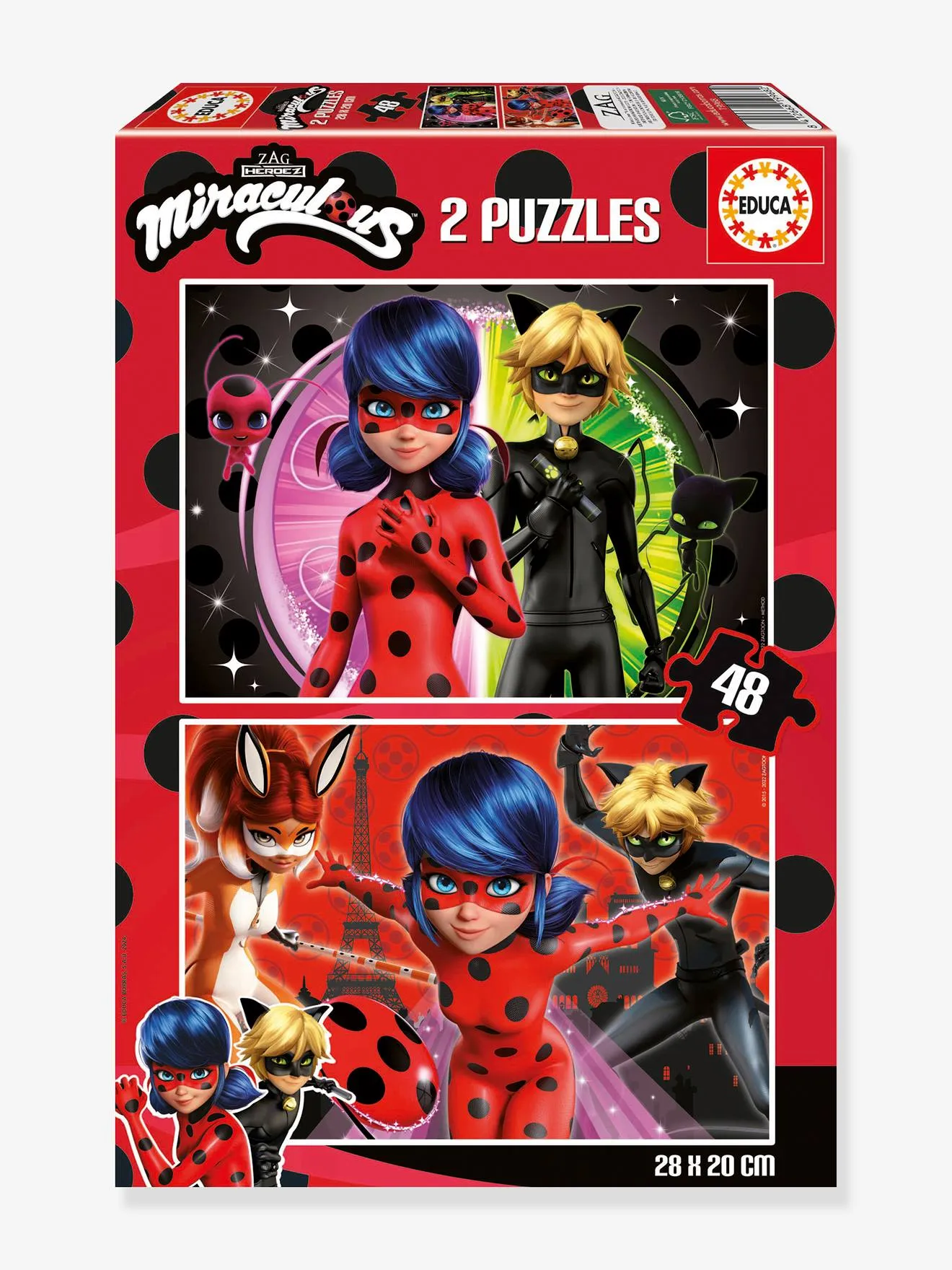 PUZZLE 2 X 48 PIEZAS MIRACULOUS LADYBUG  EDUCA