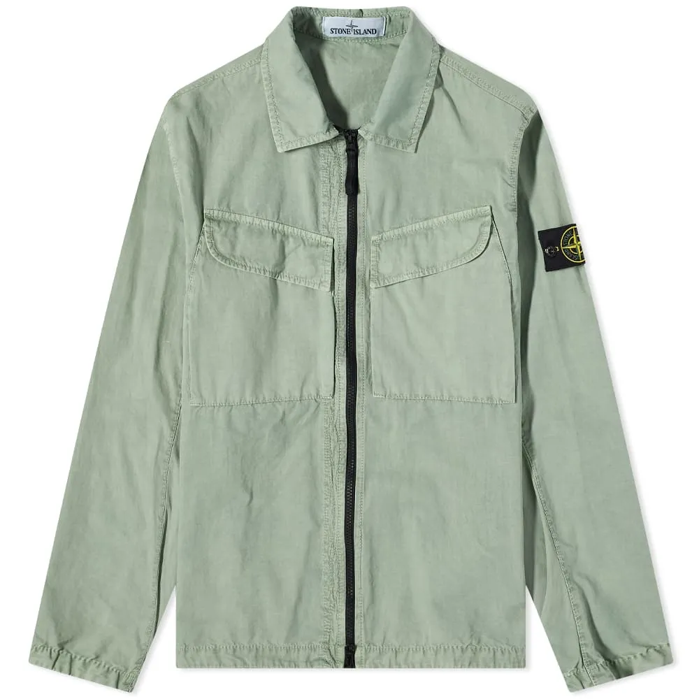 Stone Island Brushed Cotton Canvas Zip Overshirt