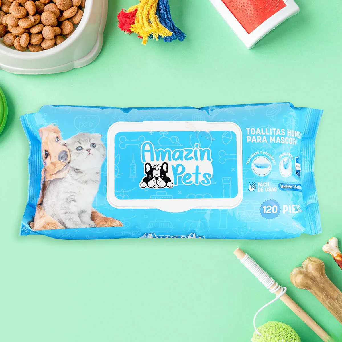 Toallitas Húmedas para Mascotas, 120 piezas