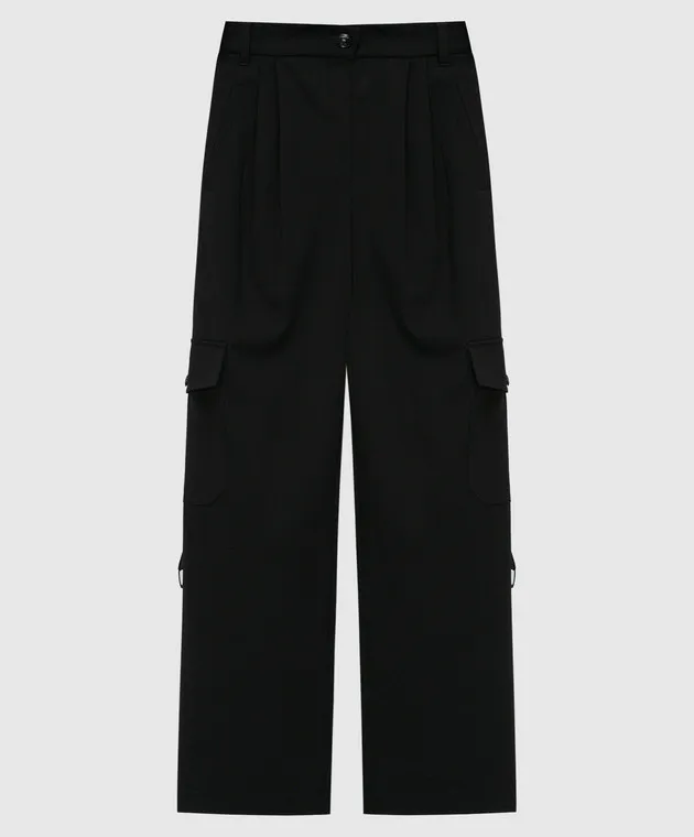 Twinset Actitude Black cargo pants with branded stripes