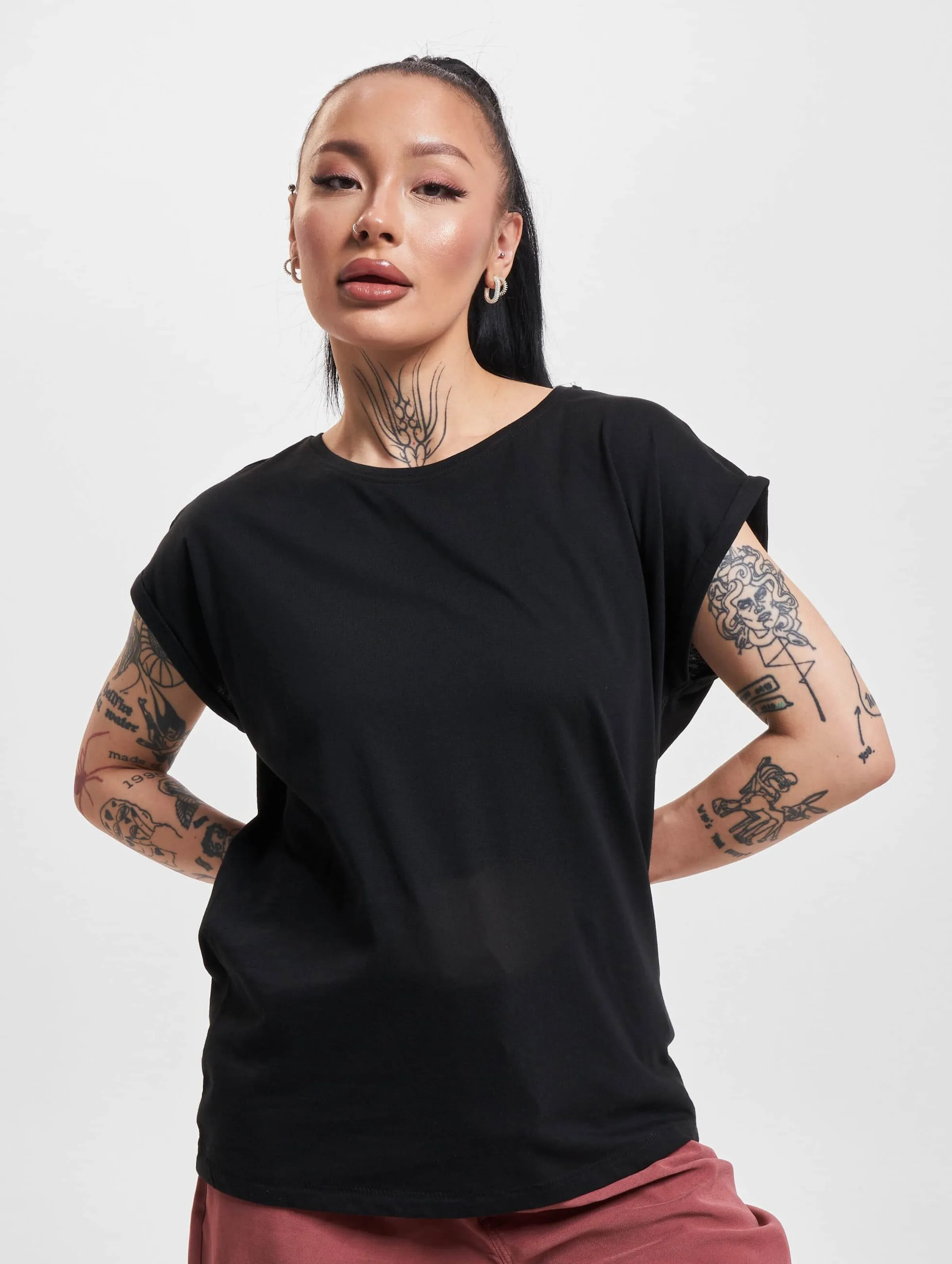 URBAN CLASSICS LADIES EXTENDED SHOULDER 2 PACK TSHIRTS