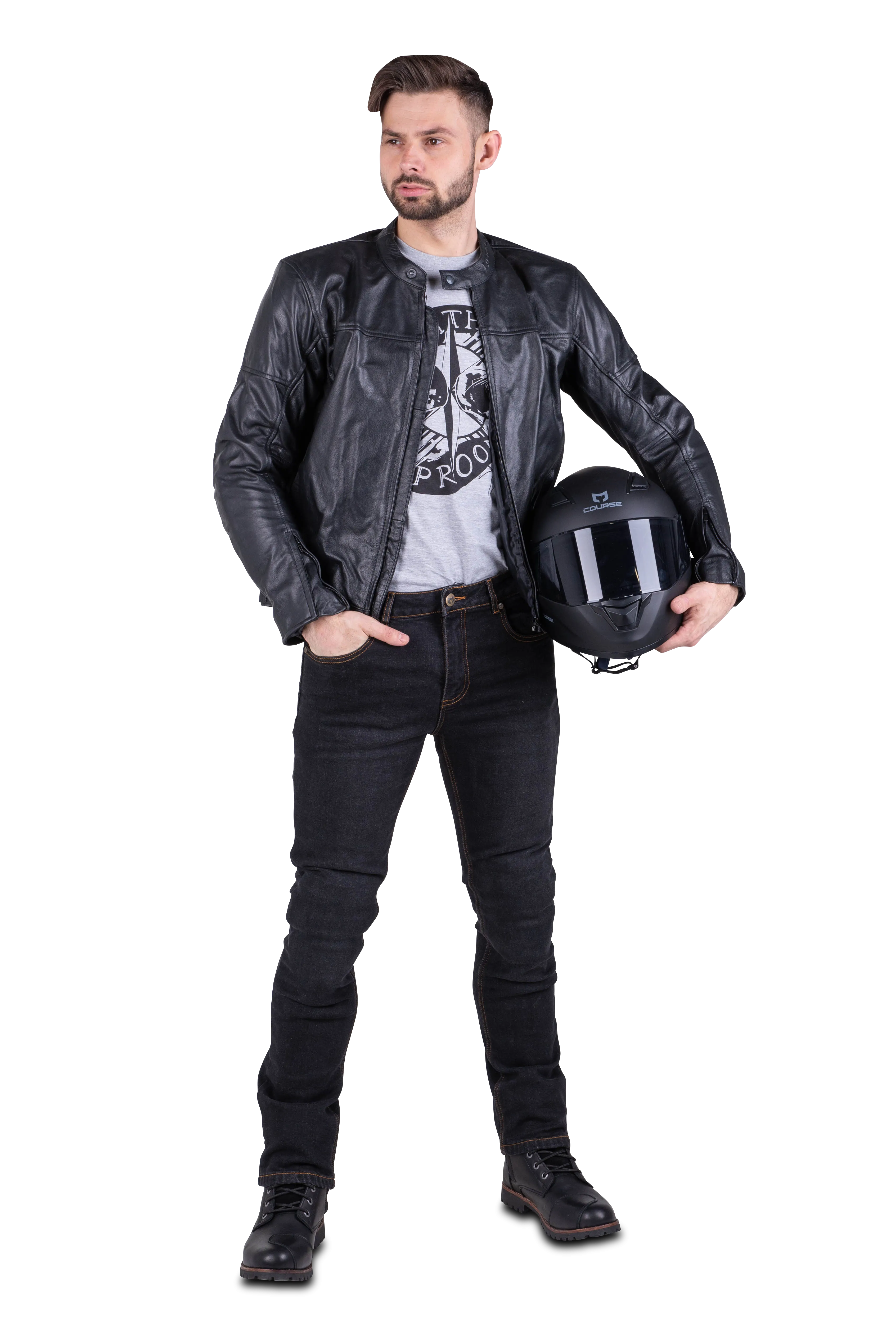 Vaqueros de Moto Course Jones Regular Negros