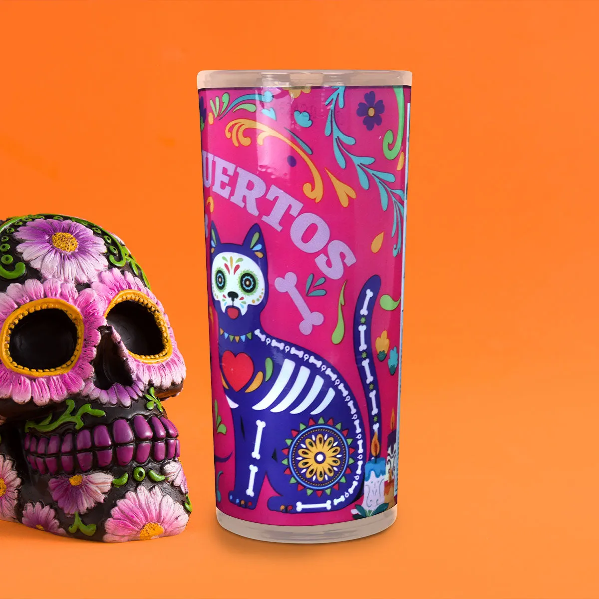Veladora con Diseo de Gatito para Día de Muertos