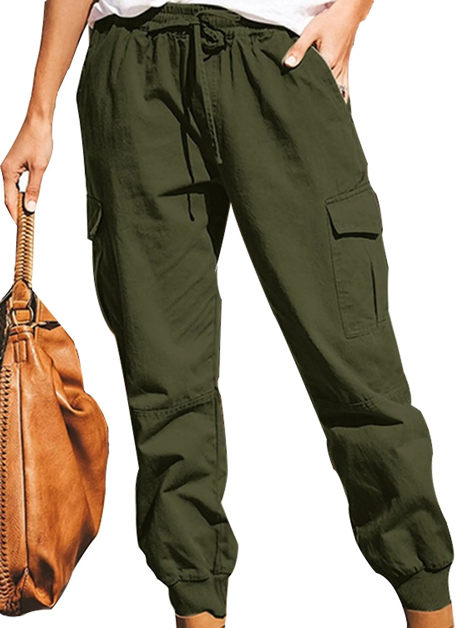 Women Plus Size Casual Cargo Pants Sports Sweatpants Jumpsuit