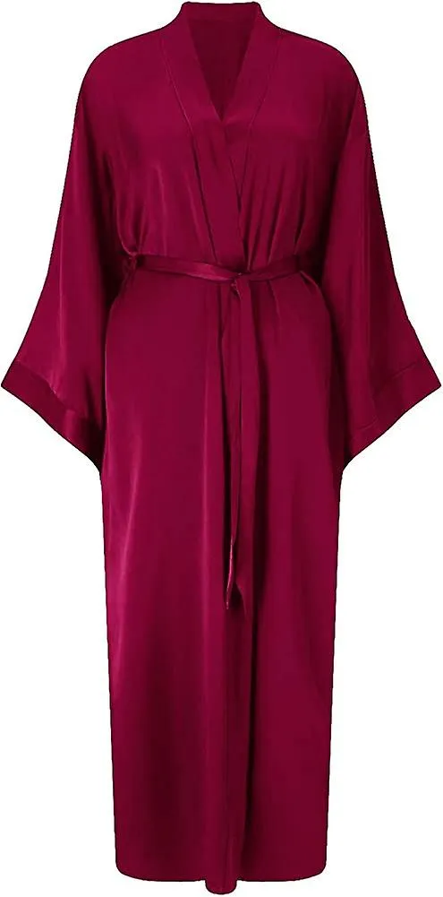 Women's Kimono Robe Long Satin Dressing Gown Silk Lightweight Silky Bathrobe