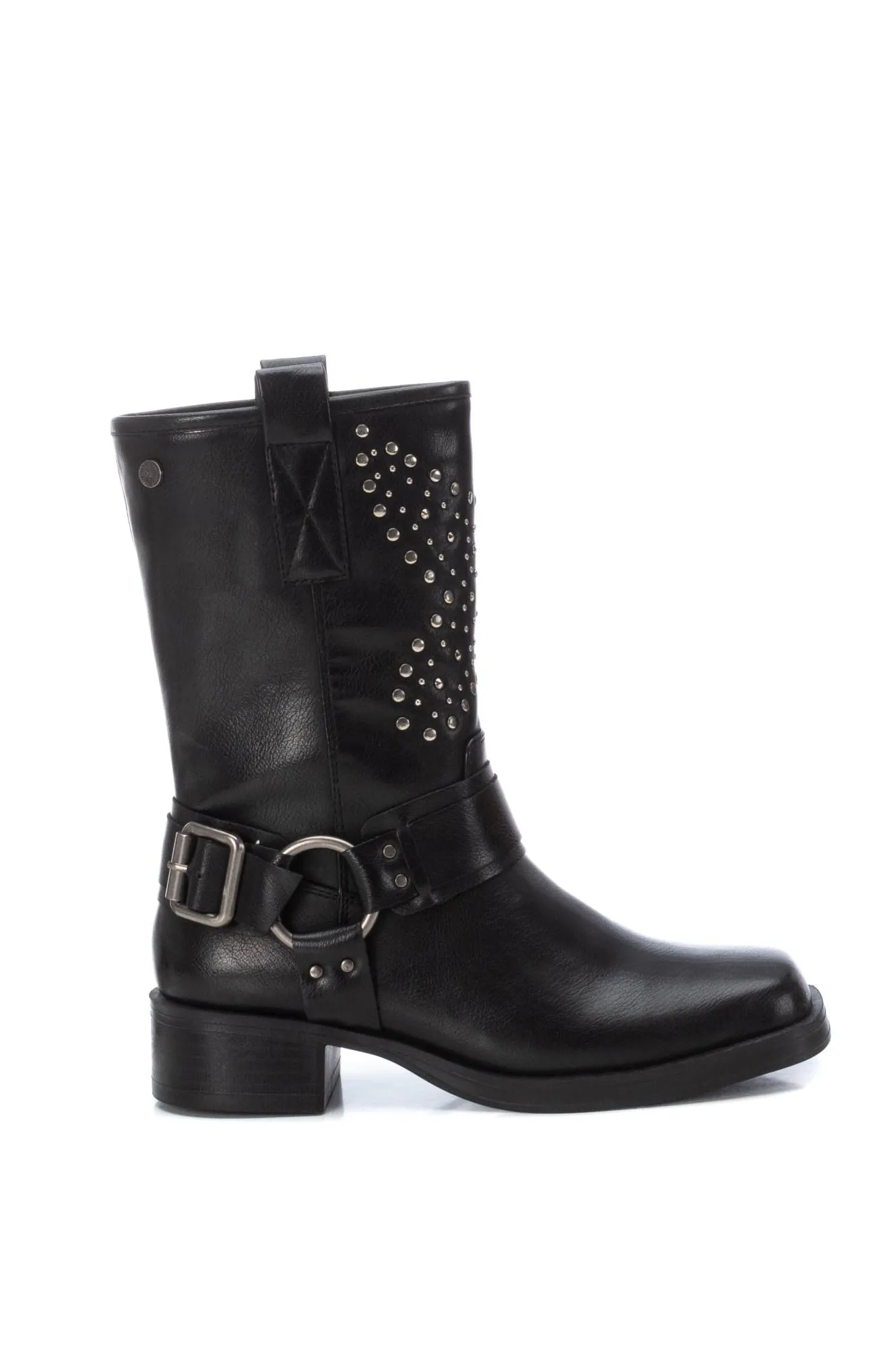 Xti Botin motorista hebilla y tachas horma cuadrada