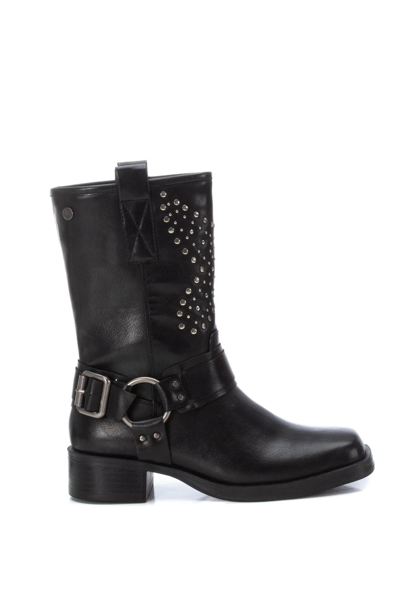 Xti Botin motorista hebilla y tachas horma cuadrada