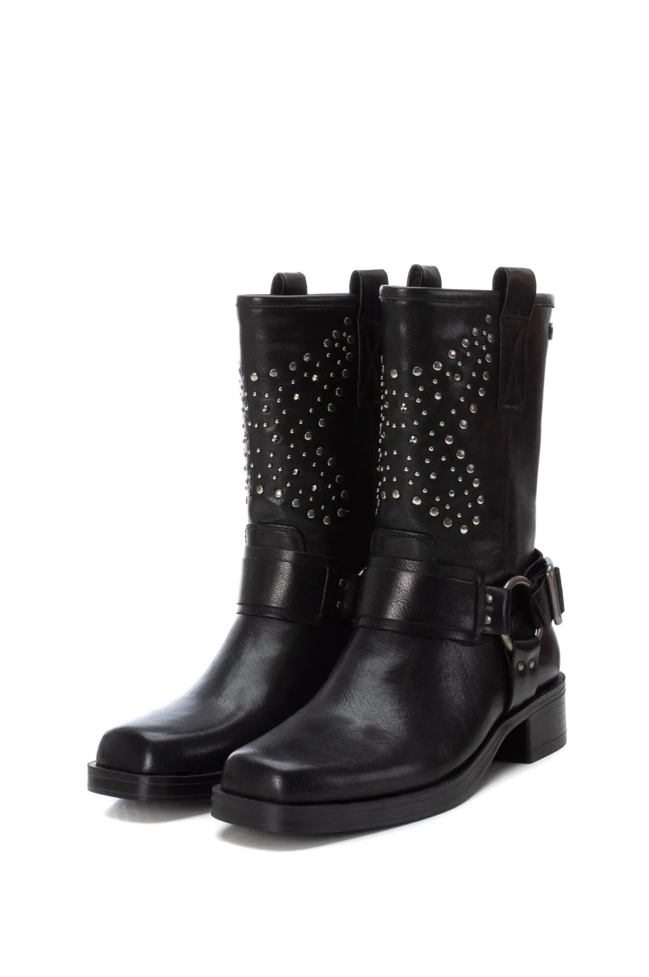 Xti Botin motorista hebilla y tachas horma cuadrada